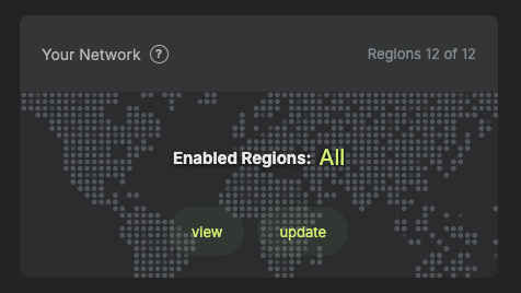 Your Network card showing the regions enabled for an account.